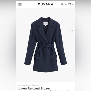 NWOT Cuyana Linen Relaxed Blazer (Dark navy blue; size XS)